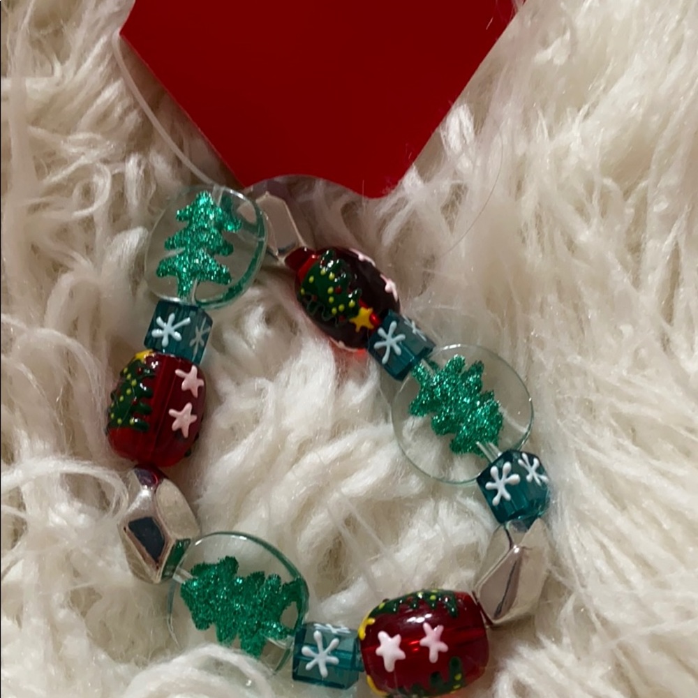 Christmas hand painted bead bracelet